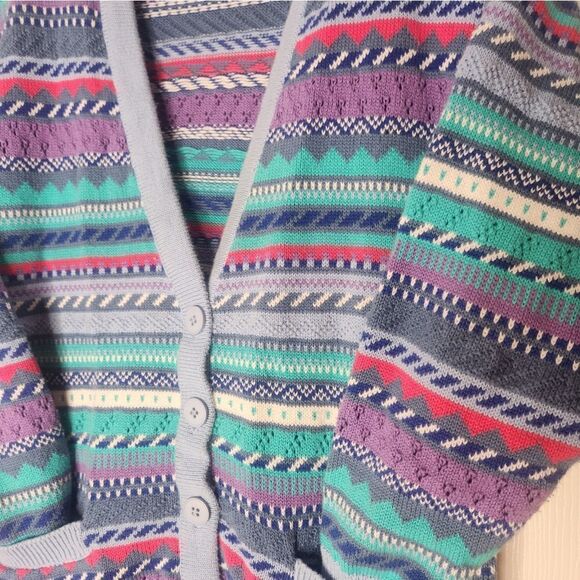 Koret City Blues Vtg SP 100% Cotton Lslvs V-neckKnitted Pockets Women’sCardigan. - Picture 3 of 4